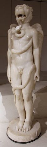 Siria,_sculture_del_mitreo_di_sidon,_389_dc,_krono_mitriaco_con_testa_leonina_e_spire_del_temp...JPG